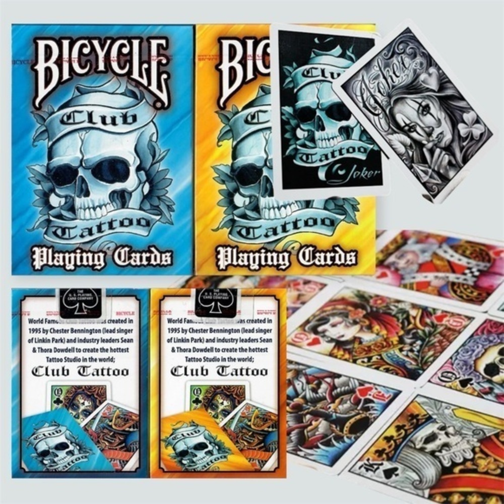 Club Tattoo Bicycle Playing Cards Set - Blue & Orange